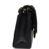 Chanel Vintage Medium Classic Double Flap Bag Black Lambskin Gold Hardware