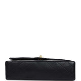Chanel Vintage Medium Classic Double Flap Bag Black Lambskin Gold Hardware