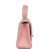 Chanel Vintage Mini Wild Stitch Surpique Top Handle Flap Bag Pink Calfskin Gold Hardware