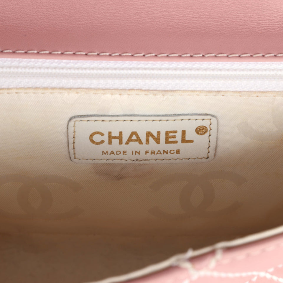 Chanel Vintage Mini Wild Stitch Surpique Top Handle Flap Bag Pink Calfskin Gold Hardware