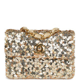 Chanel Vintage Mini Half Flap Bag Gold Sequin Gold Hardware