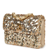 Chanel Vintage Mini Half Flap Bag Gold Sequin Gold Hardware