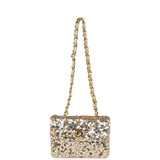 Chanel Vintage Mini Half Flap Bag Gold Sequin Gold Hardware