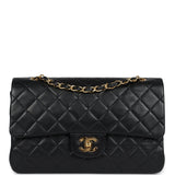 Chanel Vintage Medium Classic Double Flap Bag Black Lambskin Gold Hardware