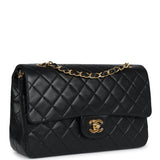 Chanel Vintage Medium Classic Double Flap Bag Black Lambskin Gold Hardware