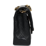 Chanel Vintage Medium Classic Double Flap Bag Black Lambskin Gold Hardware