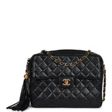 Chanel Vintage Front Pocket Camera Bag Black Lambskin Gold Hardware