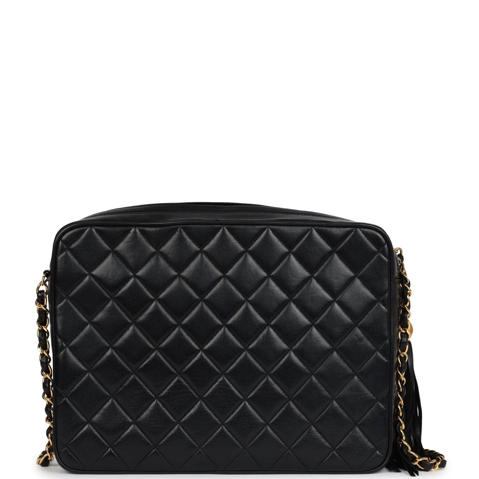 Chanel Vintage Front Pocket Camera Bag Black Lambskin Gold Hardware
