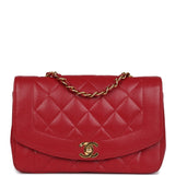 Chanel Vintage Small Diana Flap Bag Red Caviar Gold Hardware