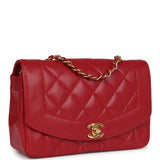 Chanel Vintage Small Diana Flap Bag Red Caviar Gold Hardware