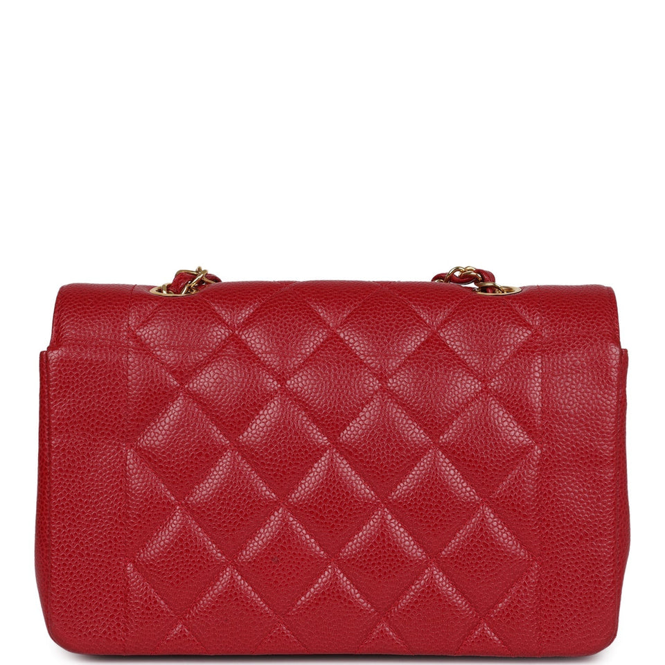 Chanel Vintage Small Diana Flap Bag Red Caviar Gold Hardware