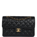 Chanel Vintage Small Classic Double Flap Black Caviar Gold Hardware