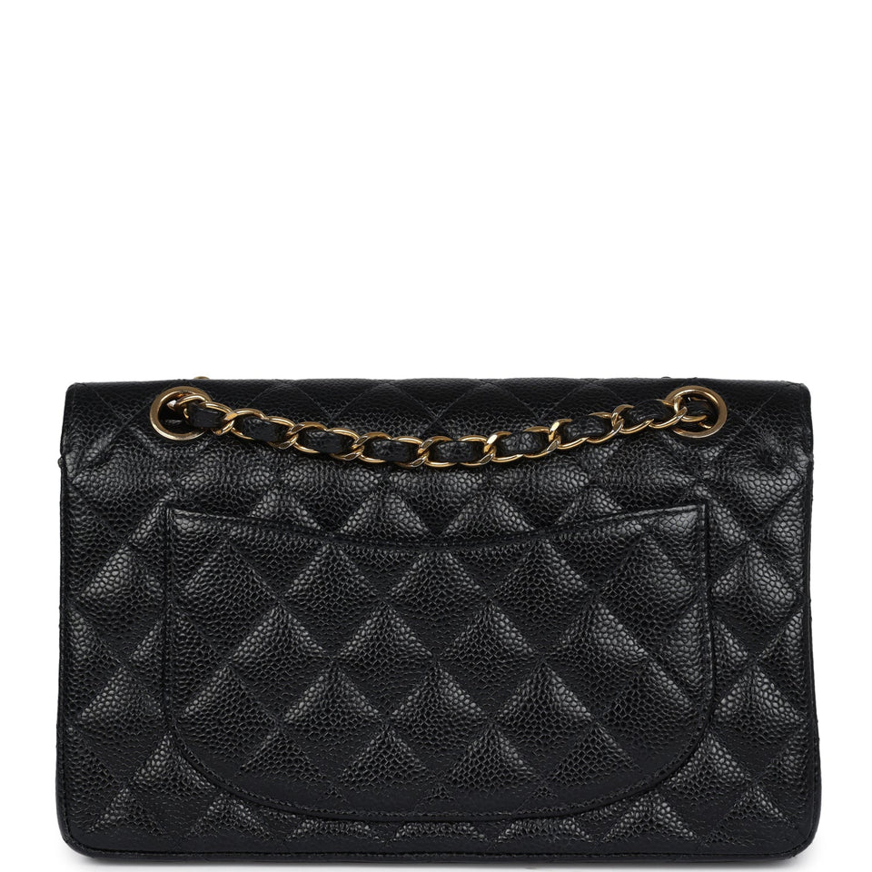 Chanel Vintage Small Classic Double Flap Black Caviar Gold Hardware