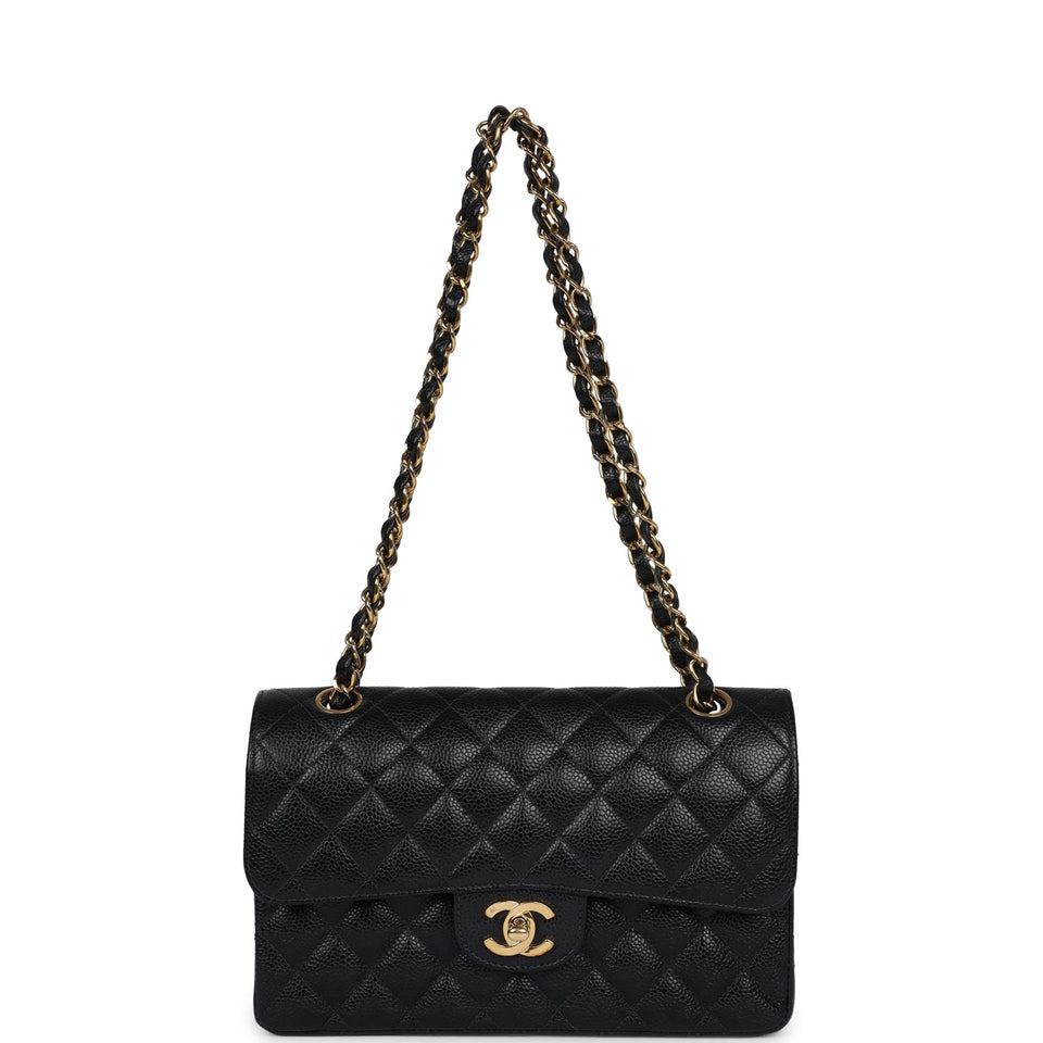 Chanel Vintage Small Classic Double Flap Black Caviar Gold Hardware