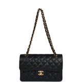Chanel Vintage Small Classic Double Flap Black Caviar Gold Hardware