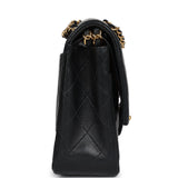 Chanel Vintage Medium Classic Double Flap Bag Black Lambskin Gold Hardware