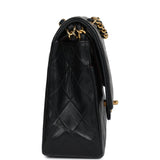 Chanel Vintage Medium Classic Double Flap Bag Black Lambskin Gold Hardware