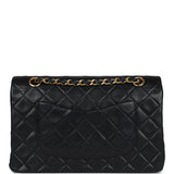 Chanel Vintage Medium Classic Double Flap Bag Black Lambskin Gold Hardware