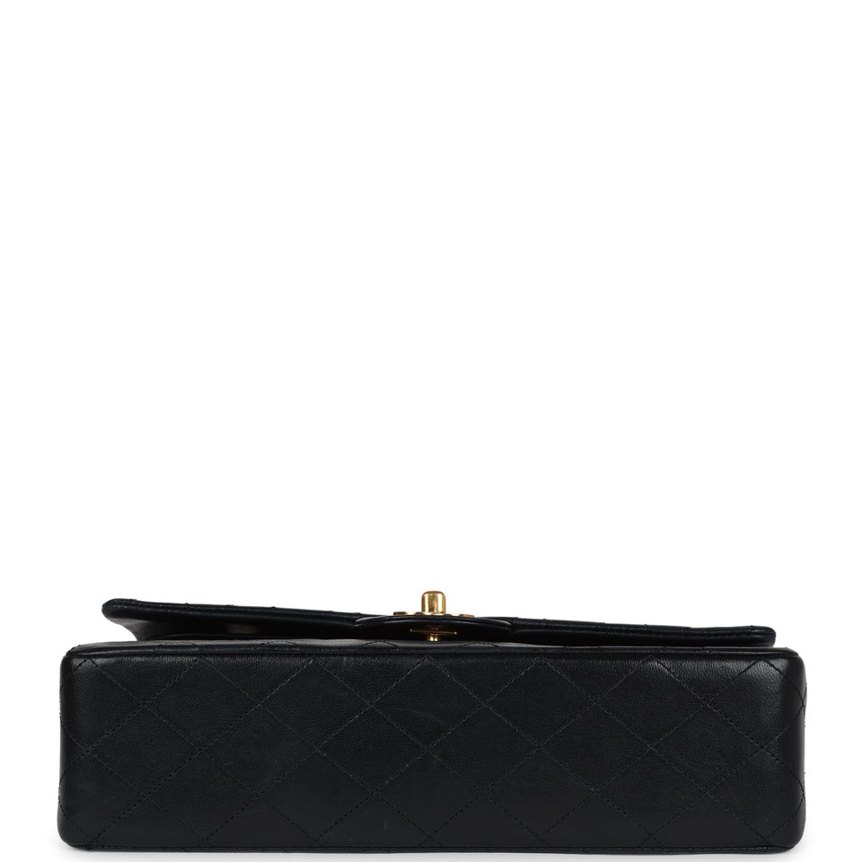 Chanel Vintage Medium Classic Double Flap Bag Black Lambskin Gold Hardware