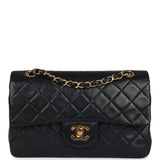 Chanel Vintage Small Classic Double Flap Black Lambskin Gold Hardware