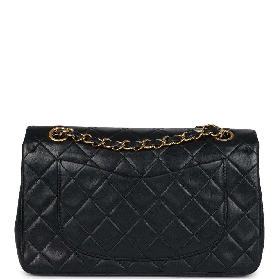 Chanel Vintage Small Classic Double Flap Black Lambskin Gold Hardware