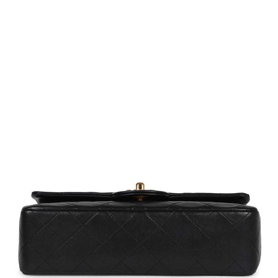 Chanel Vintage Small Classic Double Flap Black Lambskin Gold Hardware