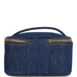 Chanel Vintage Square Vanity Case Dark Blue Denim Gold Hardware