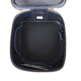 Chanel Vintage Square Vanity Case Dark Blue Denim Gold Hardware