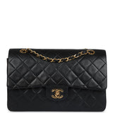 Chanel Vintage Medium Classic Double Flap Bag Black Lambskin Gold Hardware