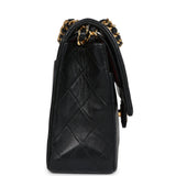 Chanel Vintage Medium Classic Double Flap Bag Black Lambskin Gold Hardware