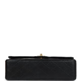 Chanel Vintage Medium Classic Double Flap Bag Black Lambskin Gold Hardware