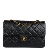 Chanel Vintage Small Classic Double Flap Black Lambskin Gold Hardware