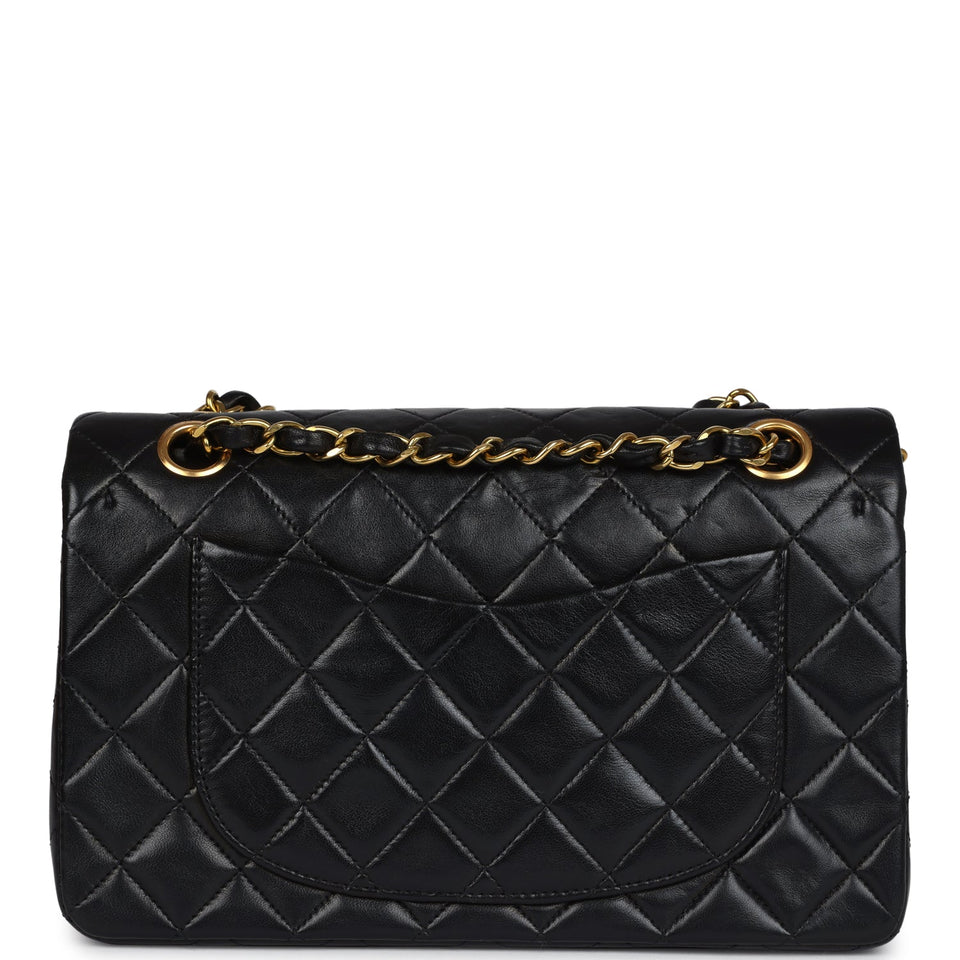 Chanel Vintage Small Classic Double Flap Black Lambskin Gold Hardware