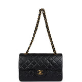 Chanel Vintage Small Classic Double Flap Black Lambskin Gold Hardware