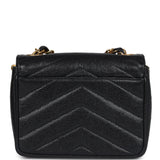 Chanel Vintage Square Chevron Envelope Flap Bag Black Caviar Gold Hardware