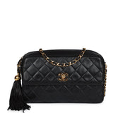 Chanel Vintage Medium Pocket Camera Bag Black Lambskin Gold Hardware