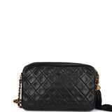 Chanel Vintage Medium Pocket Camera Bag Black Lambskin Gold Hardware