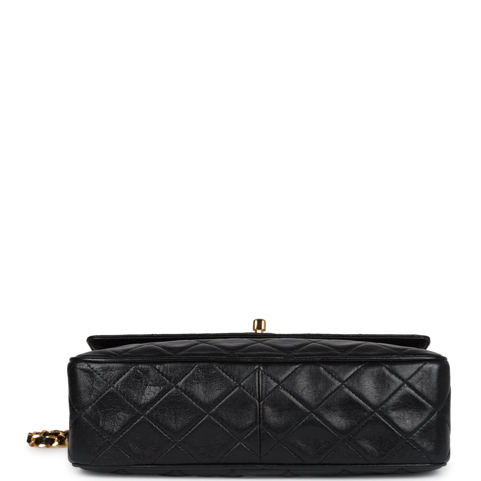 Chanel Vintage Medium Pocket Camera Bag Black Lambskin Gold Hardware