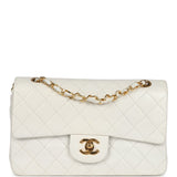 Chanel Vintage Small Classic Double Flap White Lambskin Gold Hardware