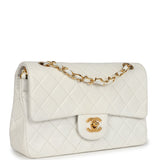 Chanel Vintage Small Classic Double Flap White Lambskin Gold Hardware