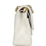Chanel Vintage Small Classic Double Flap White Lambskin Gold Hardware