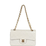 Chanel Vintage Small Classic Double Flap White Lambskin Gold Hardware