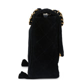 Chanel Vintage Medium Single Flap Bag with Magazine Holder Black Velvet Gold Hardware