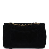 Chanel Vintage Medium Single Flap Bag with Magazine Holder Black Velvet Gold Hardware