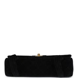 Chanel Vintage Medium Single Flap Bag with Magazine Holder Black Velvet Gold Hardware