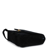 Chanel Vintage Medium Single Flap Bag with Magazine Holder Black Velvet Gold Hardware