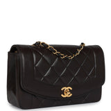 Chanel Vintage Small Diana Flap Bag Black Lambskin Gold Hardware