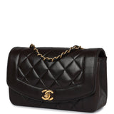 Chanel Vintage Small Diana Flap Bag Black Lambskin Gold Hardware
