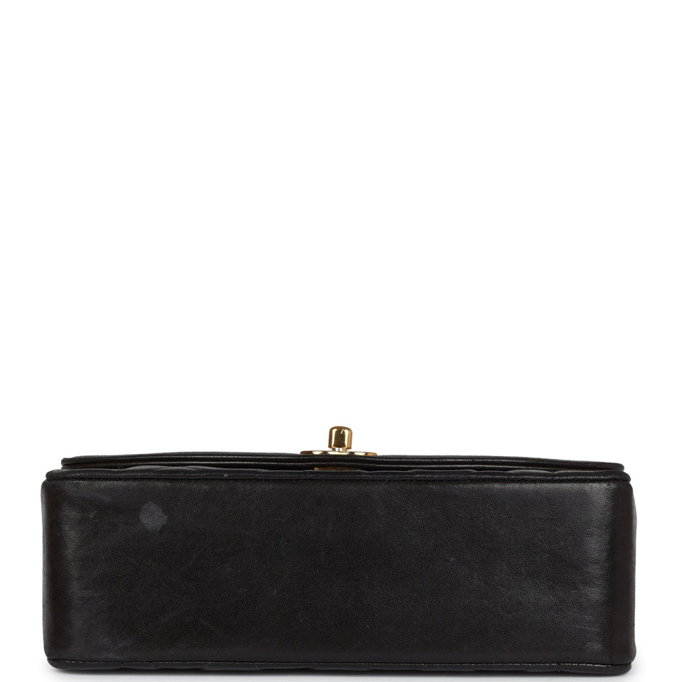 Chanel Vintage Small Diana Flap Bag Black Lambskin Gold Hardware