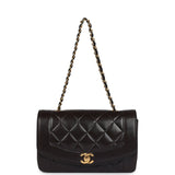 Chanel Vintage Small Diana Flap Bag Black Lambskin Gold Hardware